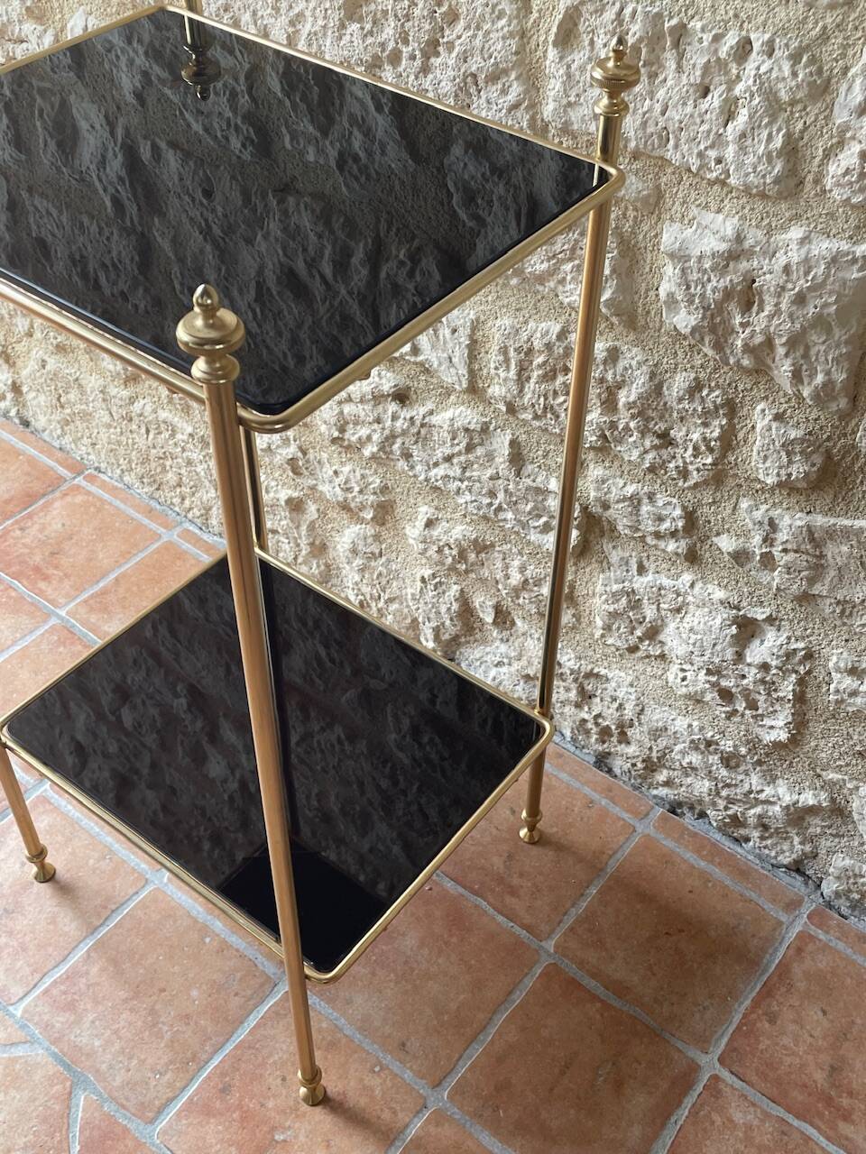 Vintage brass and glass side table circa 70's