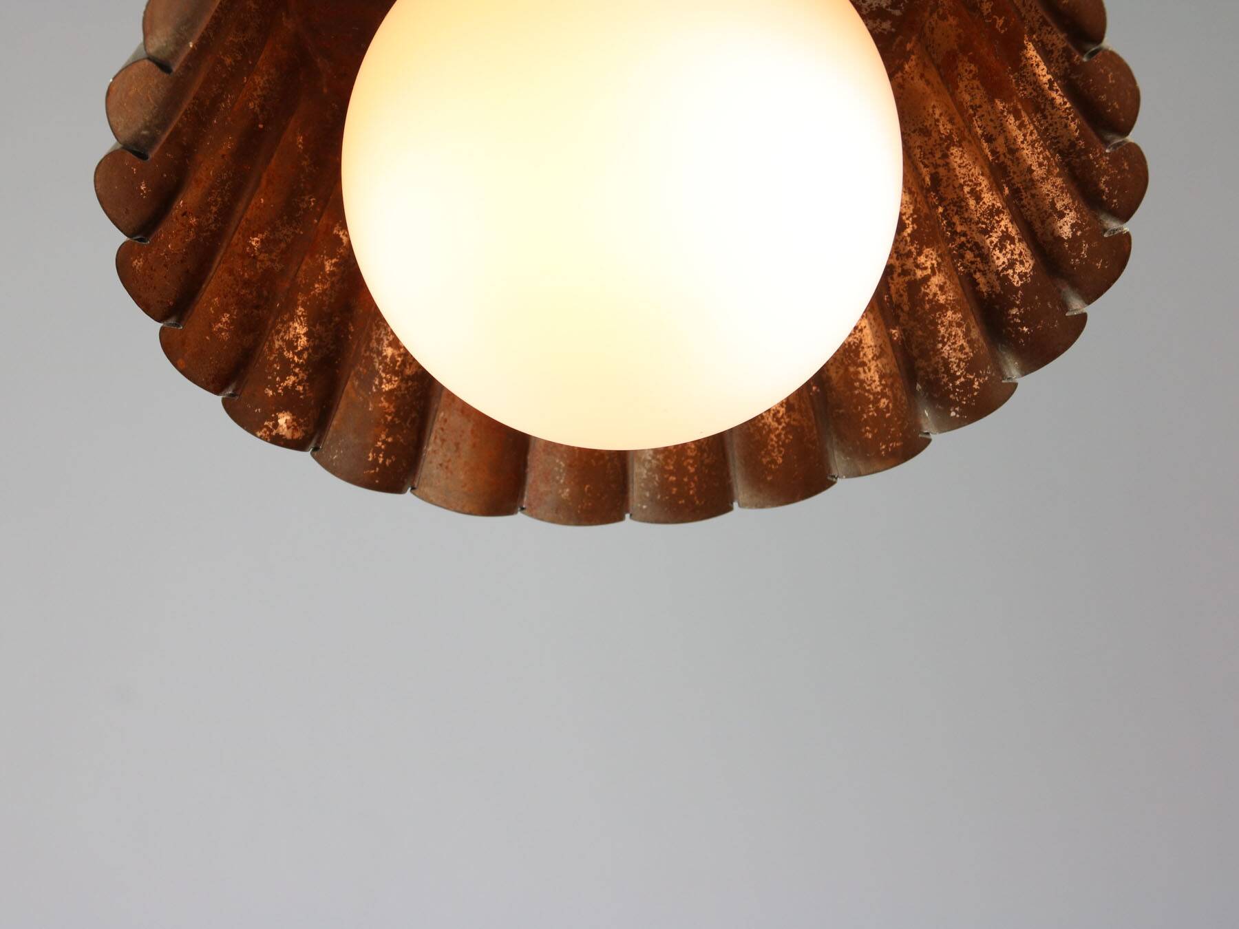 Vintage metal and opaline flower pendant lamp
