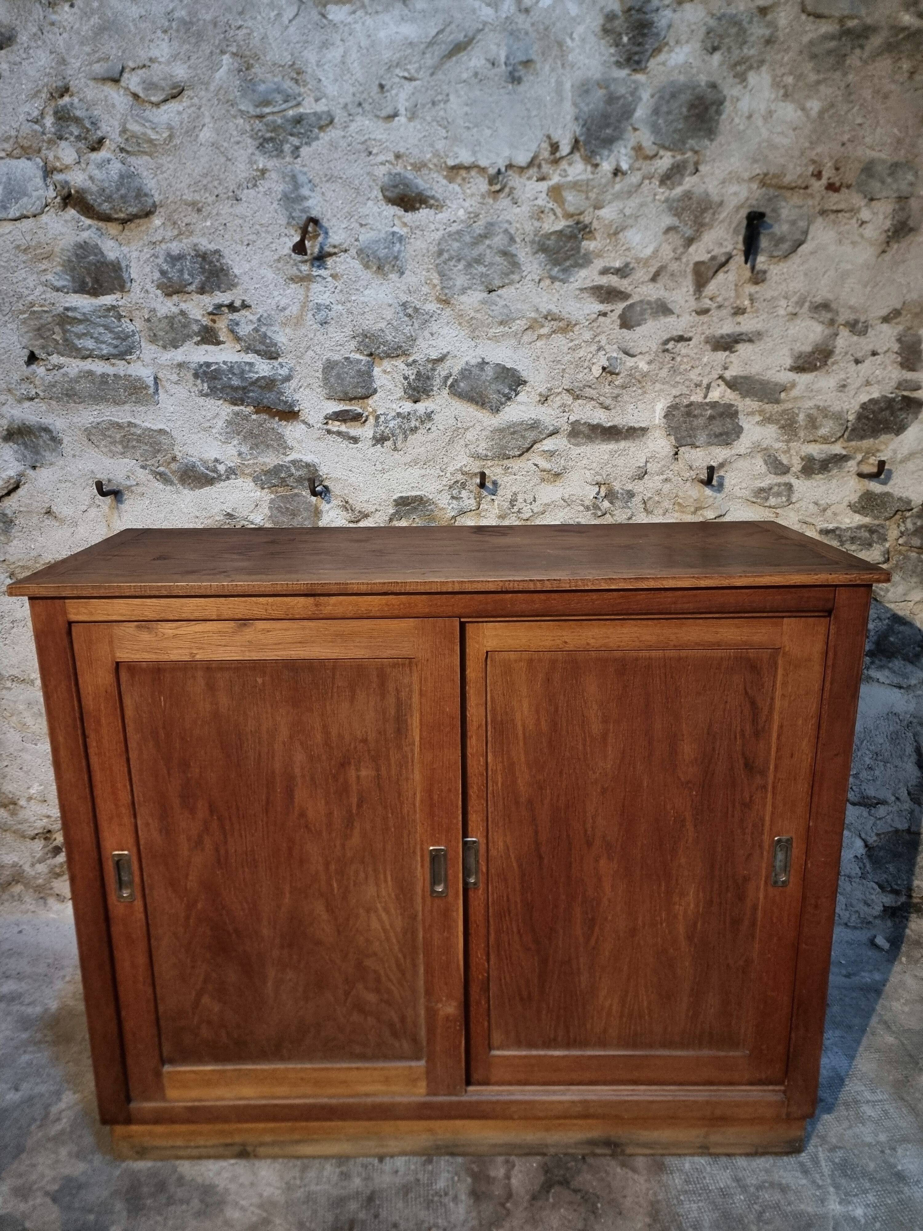 Oak sliding door wardrobe, 1920s