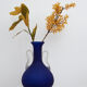 Large vase - sanded blue glass