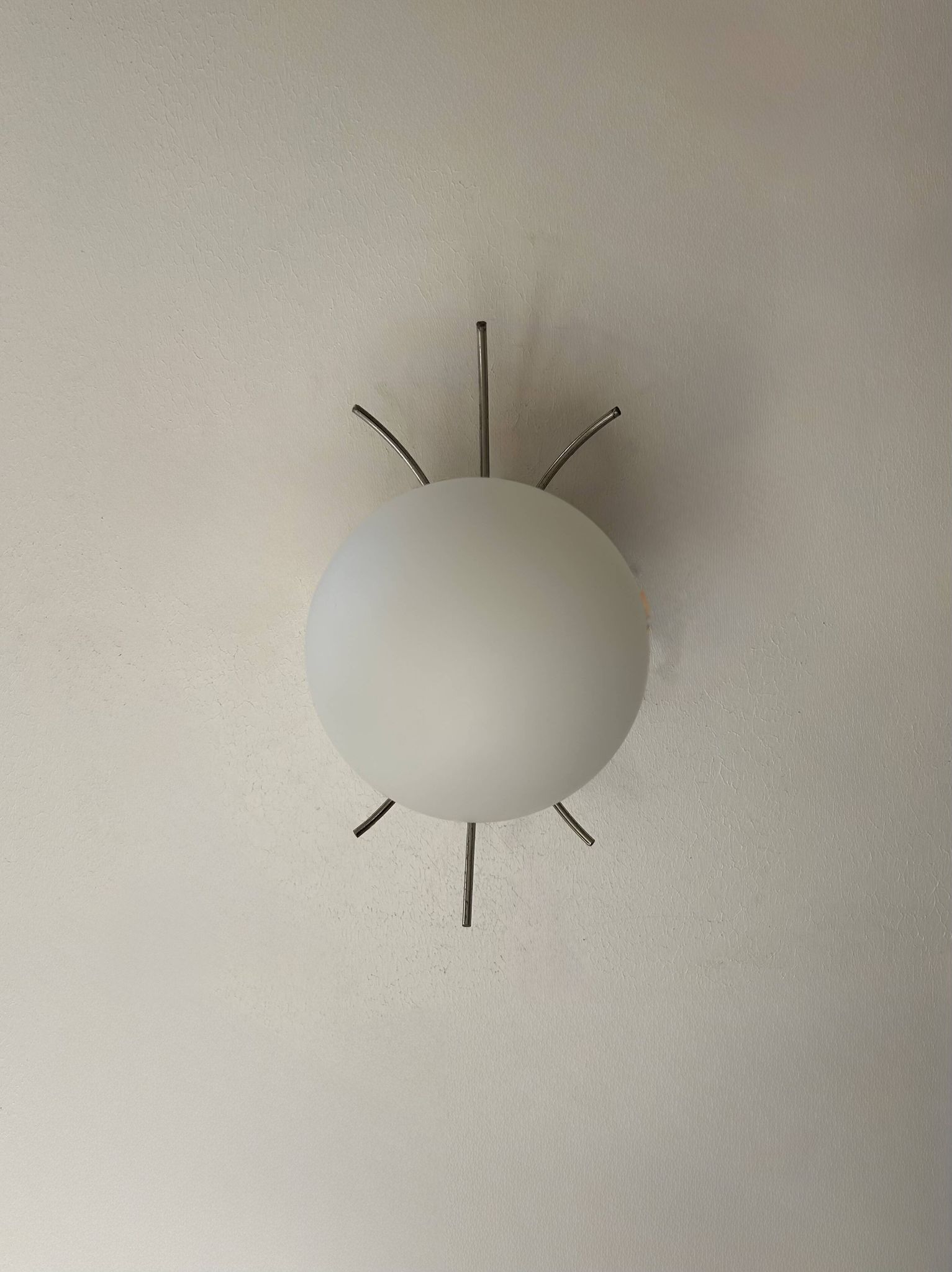 Pair of vintage wall lights, chrome and opaline, France, 1970