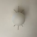 Pair of vintage wall lights, chrome and opaline, France, 1970