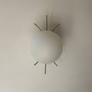 Pair of vintage wall lights, chrome and opaline, France, 1970