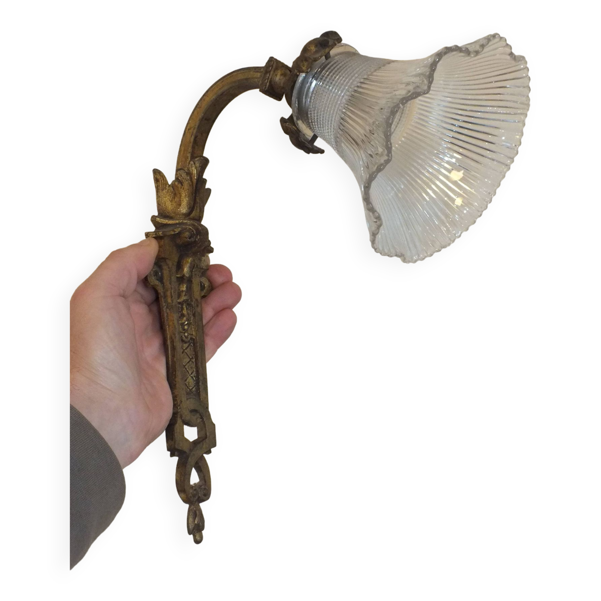 Large old bronze wall light