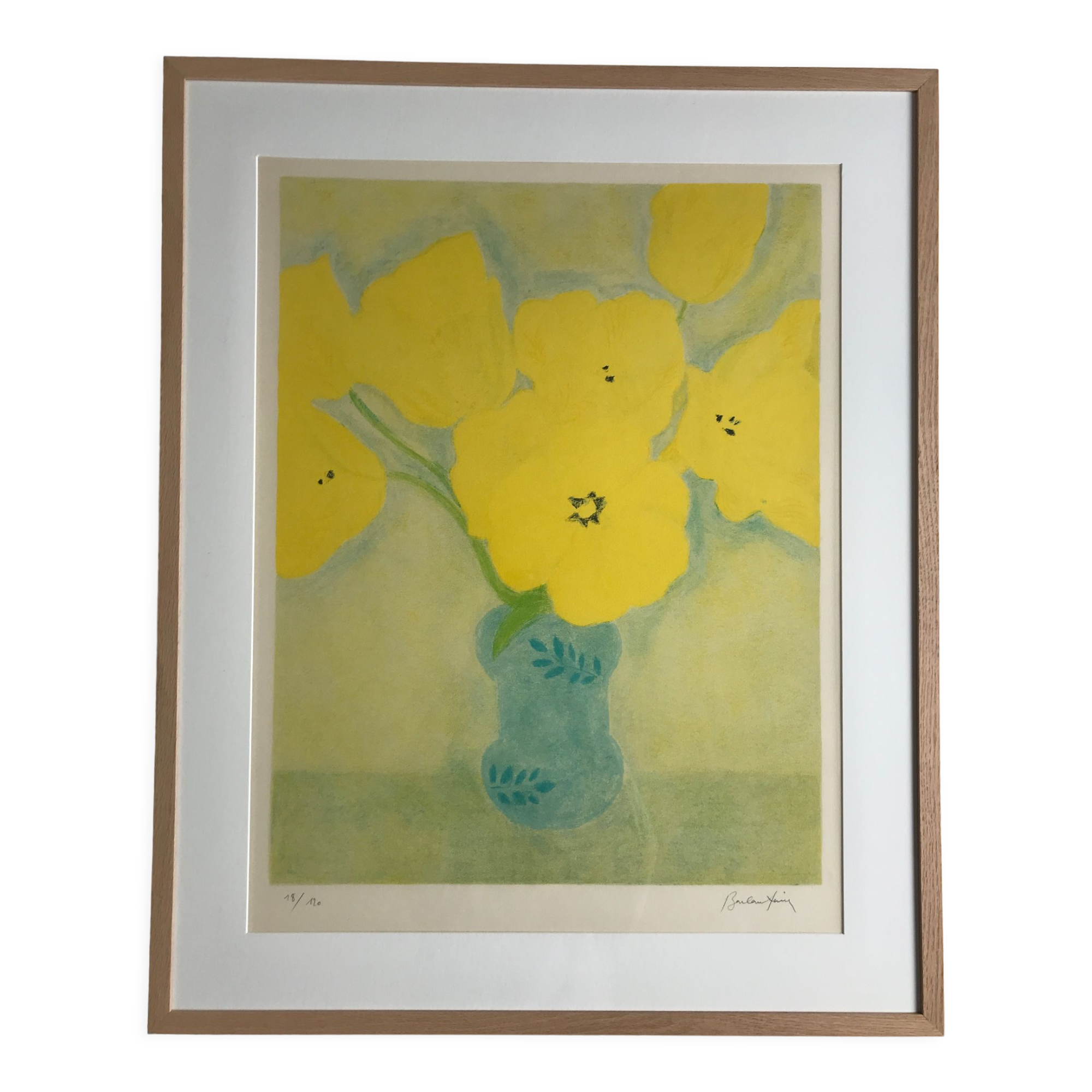 Signed and justified lithograph by pierre boncompain, untitled (tulips baroques), 1982