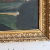 Oil on old landscape panel