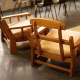 Armchairs in elm published by Maison Regain 1980