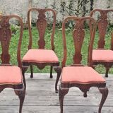 Set of 4 carved wooden chairs from the late 19th century in the Dutch style.