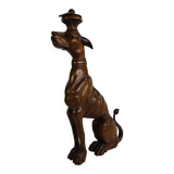 Hand-carved wooden greyhound statue - 20th century