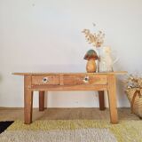 Old low farmhouse table - 2 drawers