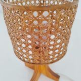 Lampe années 70 cannage et bois