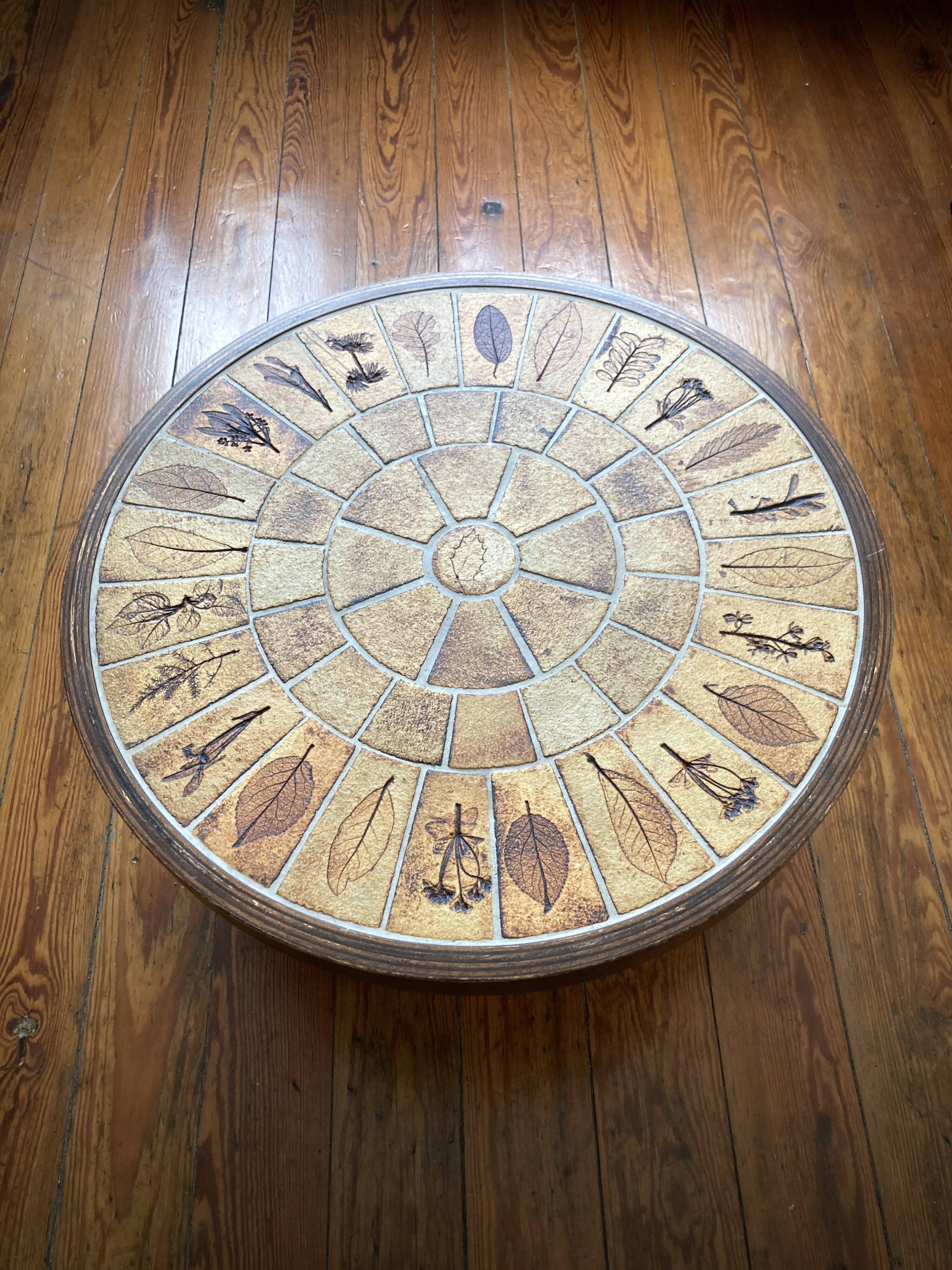 Round herbarium coffee table - Roger Capron