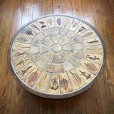 Table basse ronde  herbier - Roger Capron