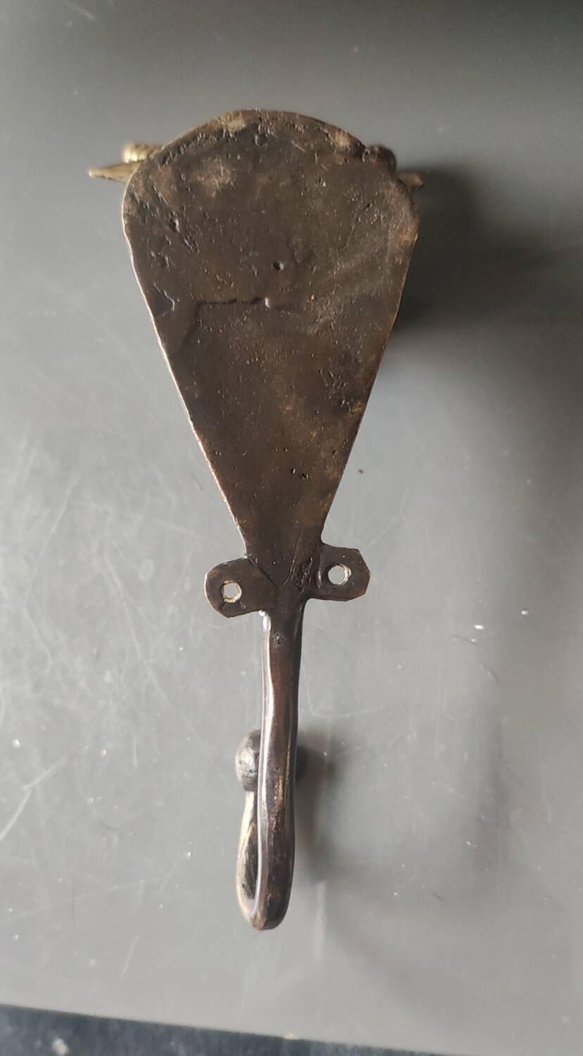 Bronze patinated metal bull wall hook