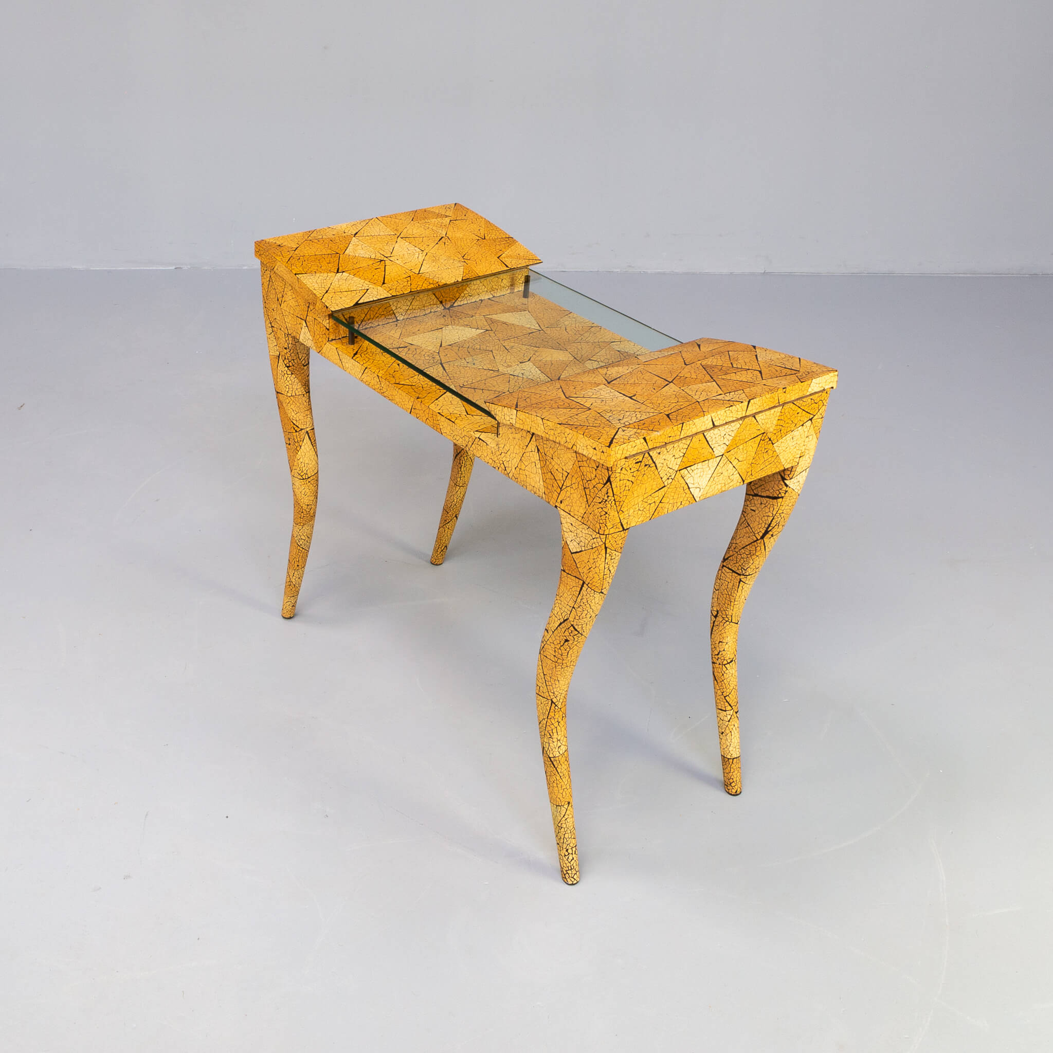 80s R & Y Augousti coconut shell inlay side table