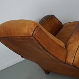 Vintage French Cognac-Colored Leather Club Chair, 1950s