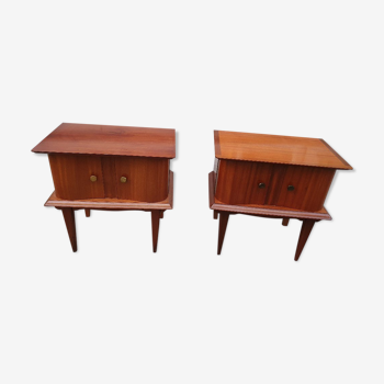 Pair of bedside tables, 1950-60, wooden