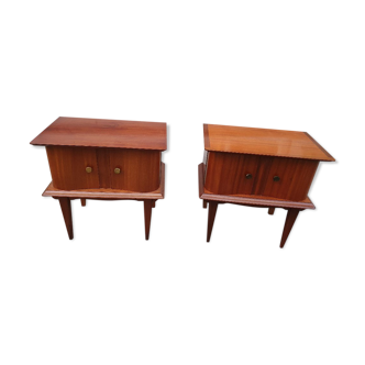 Pair of bedside tables, 1950-60, wooden