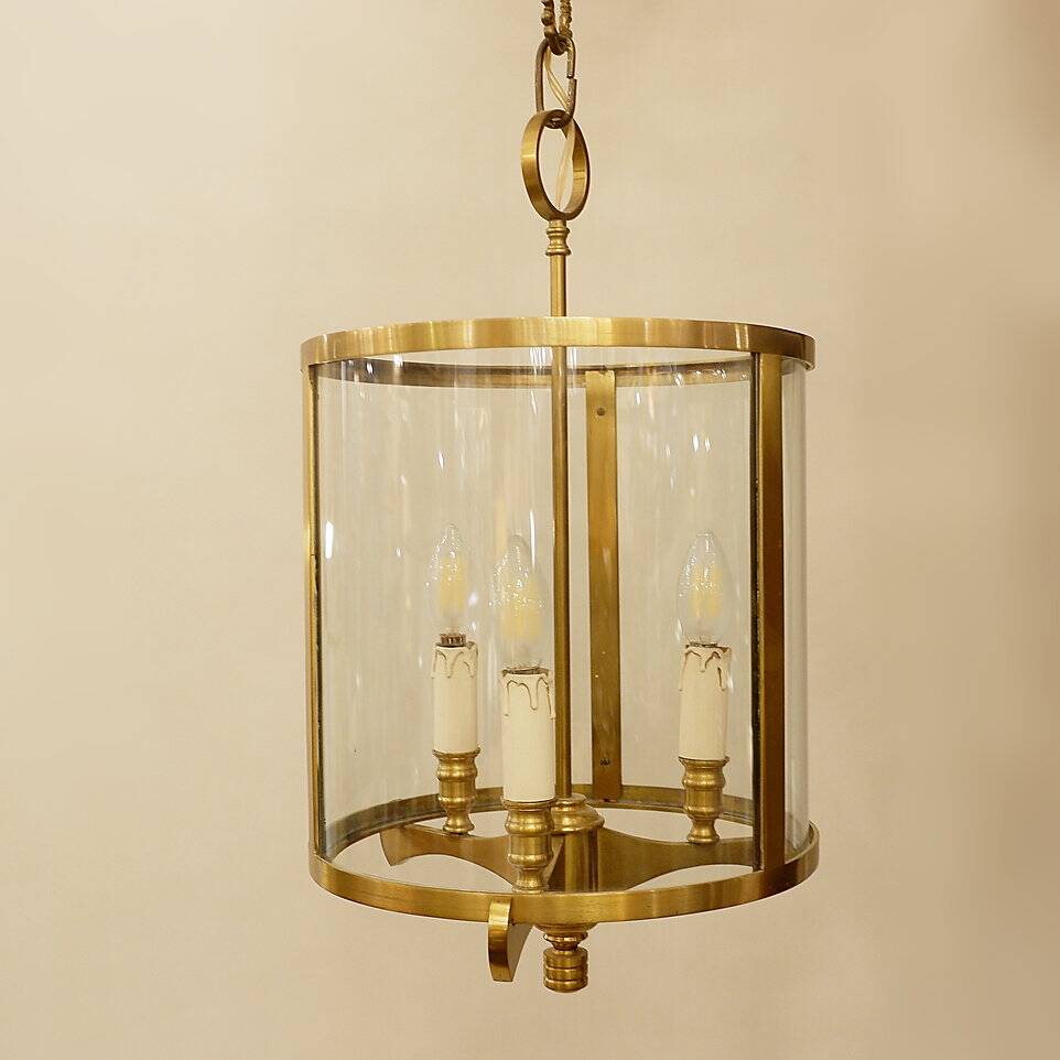 Bronze and Glass Hall lantern with four lights - 20th