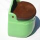 Vintage Ceramic and Wood Salt Box - Rare green color