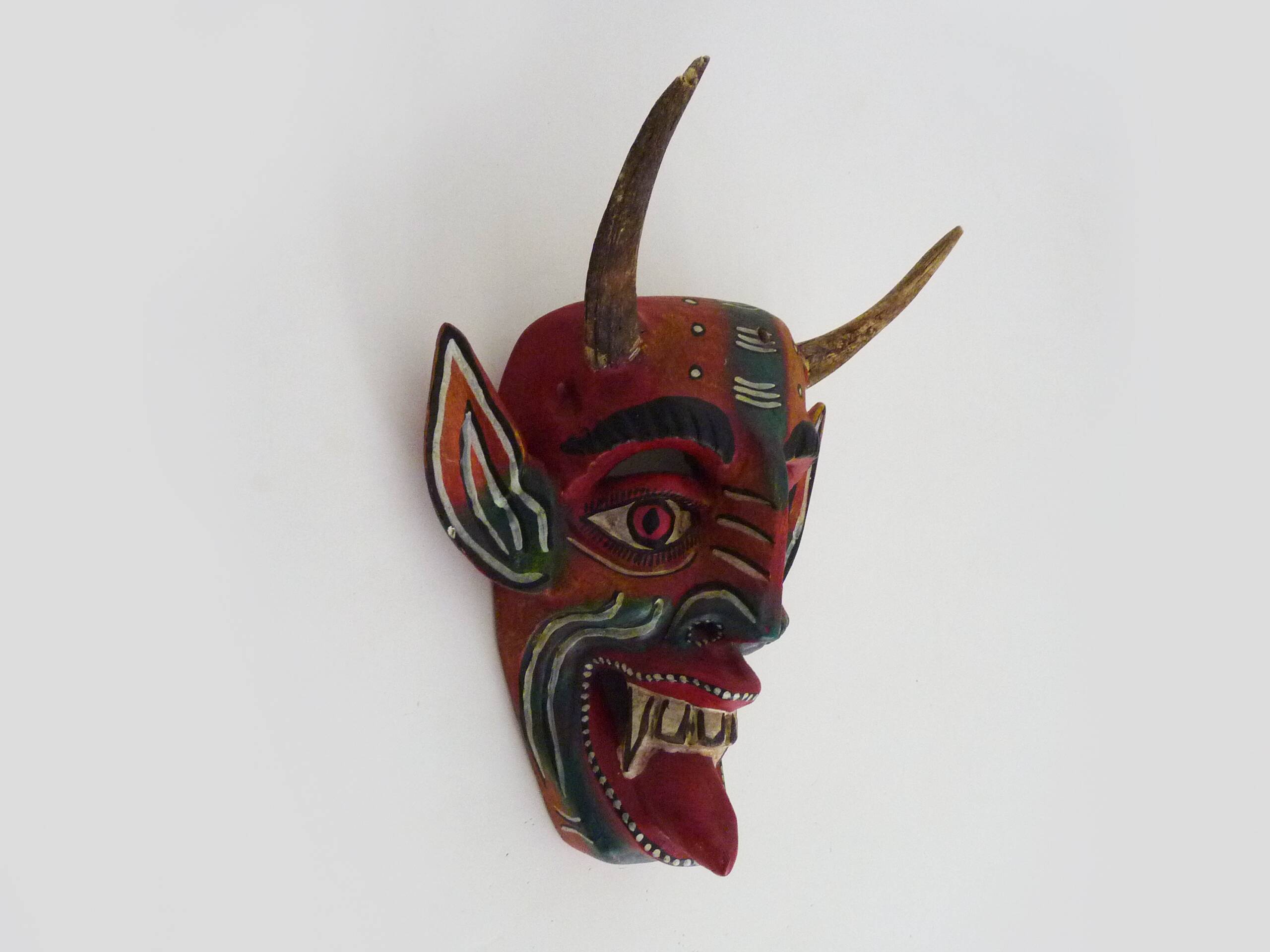 Art populaire mexicain masque diable en bois sculpté avec corne