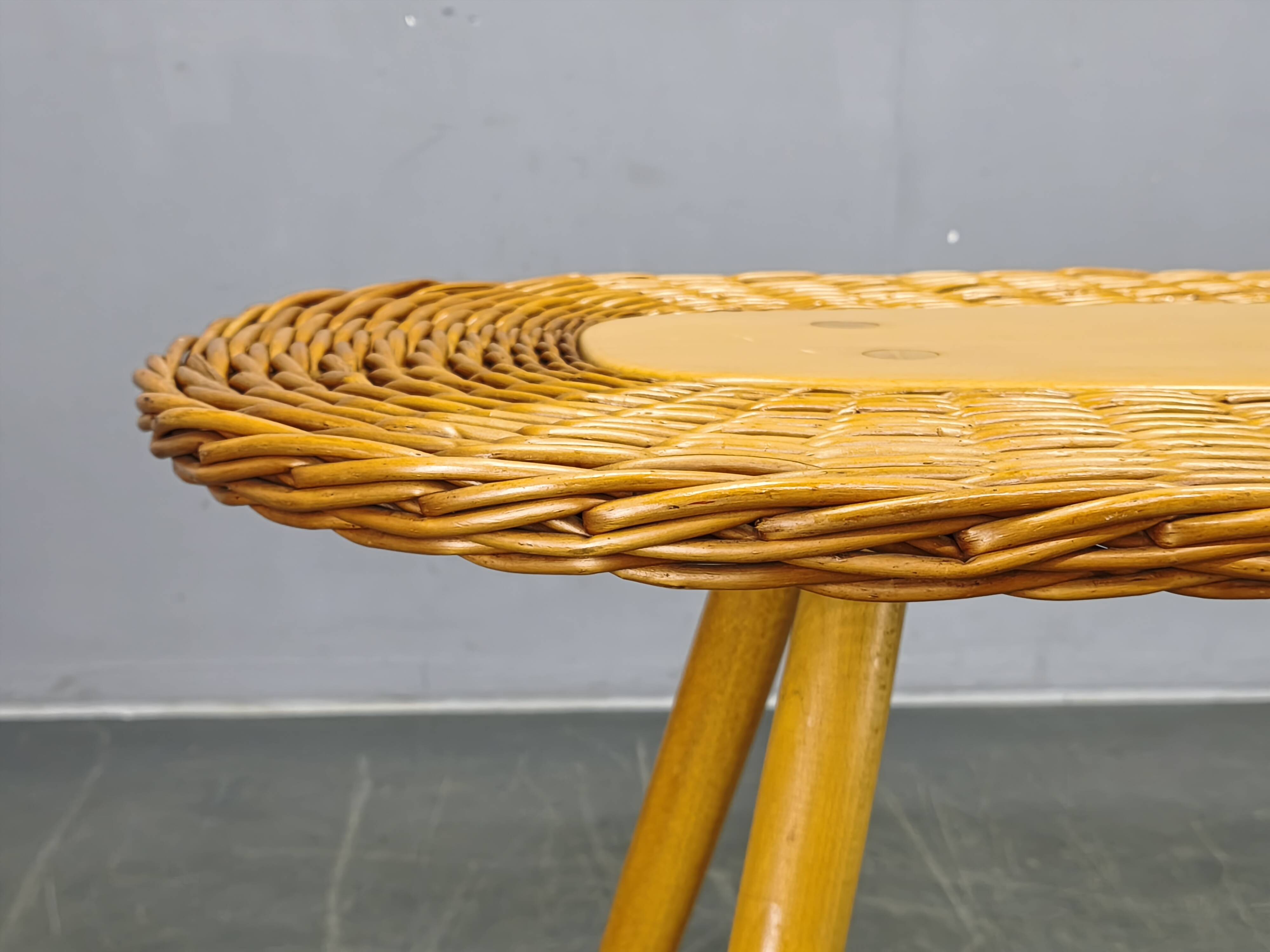 ULUV Rattan Coffee Table by Jan Kalous, Czechoslovakia, 1970s