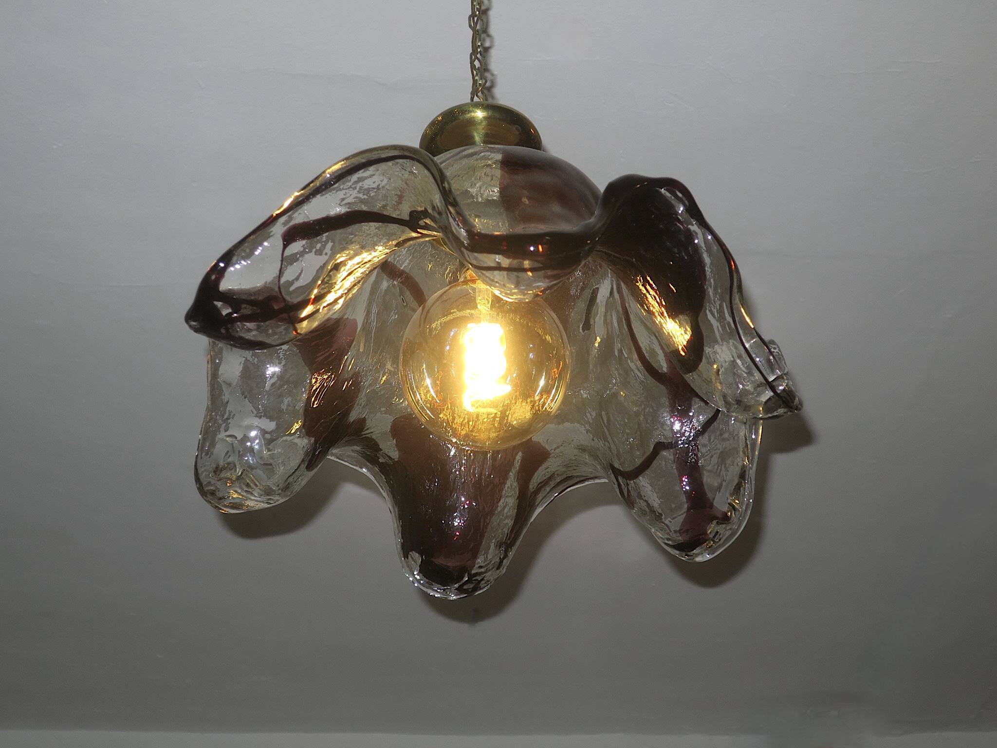 Large art glass pendant light, Pertti Santalahti for Humppila, Norway 1960s