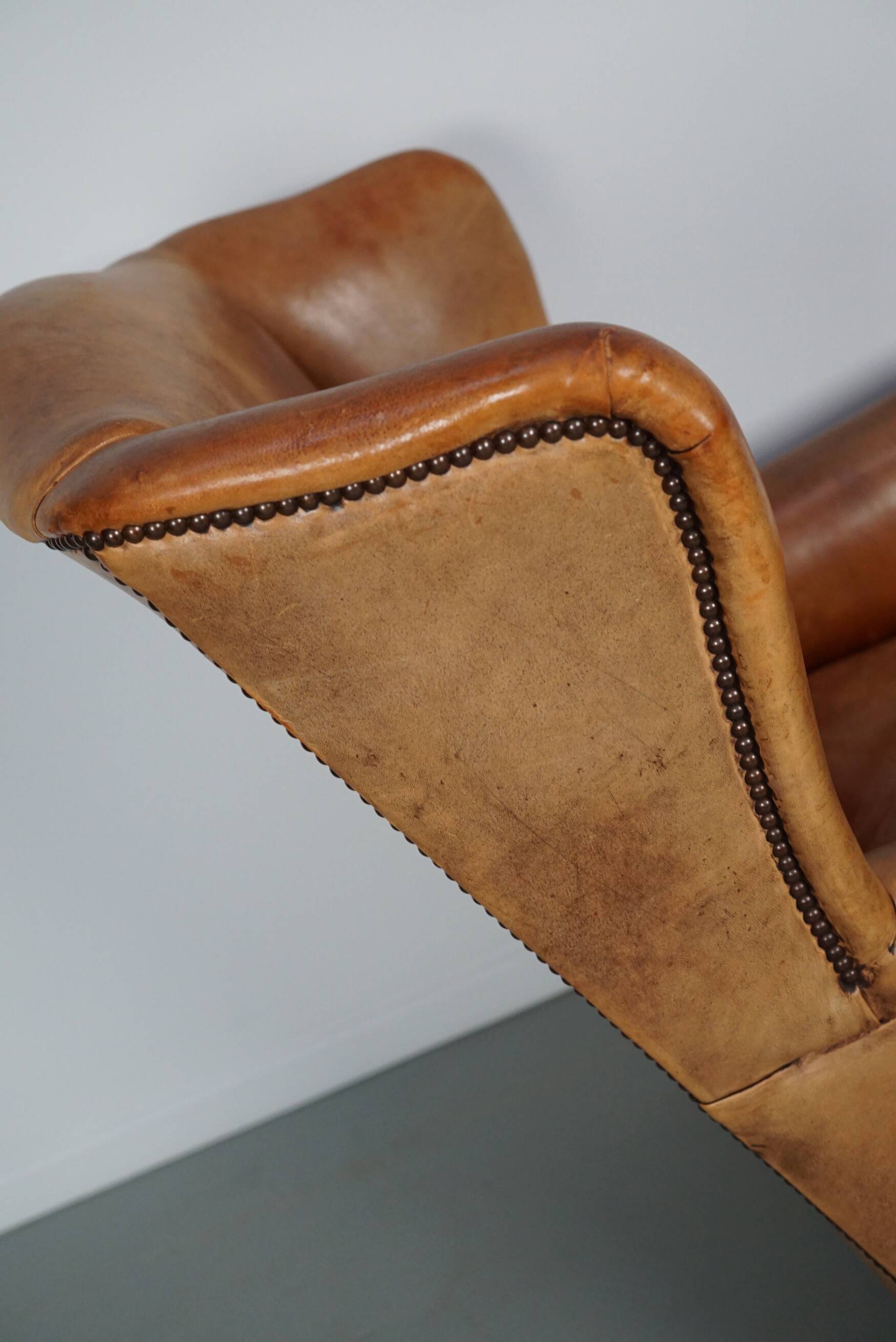 Vintage Dutch cognac coloured leather club chair