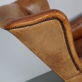 Vintage Dutch cognac coloured leather club chair