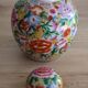 Large Chinese ginger jar with multi-colored porcelain lid