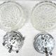 Pair of round ceiling lights in chiseled glass