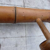 Wooden coat rack turned in imitation of bamboo, 3 hooks, 1900s