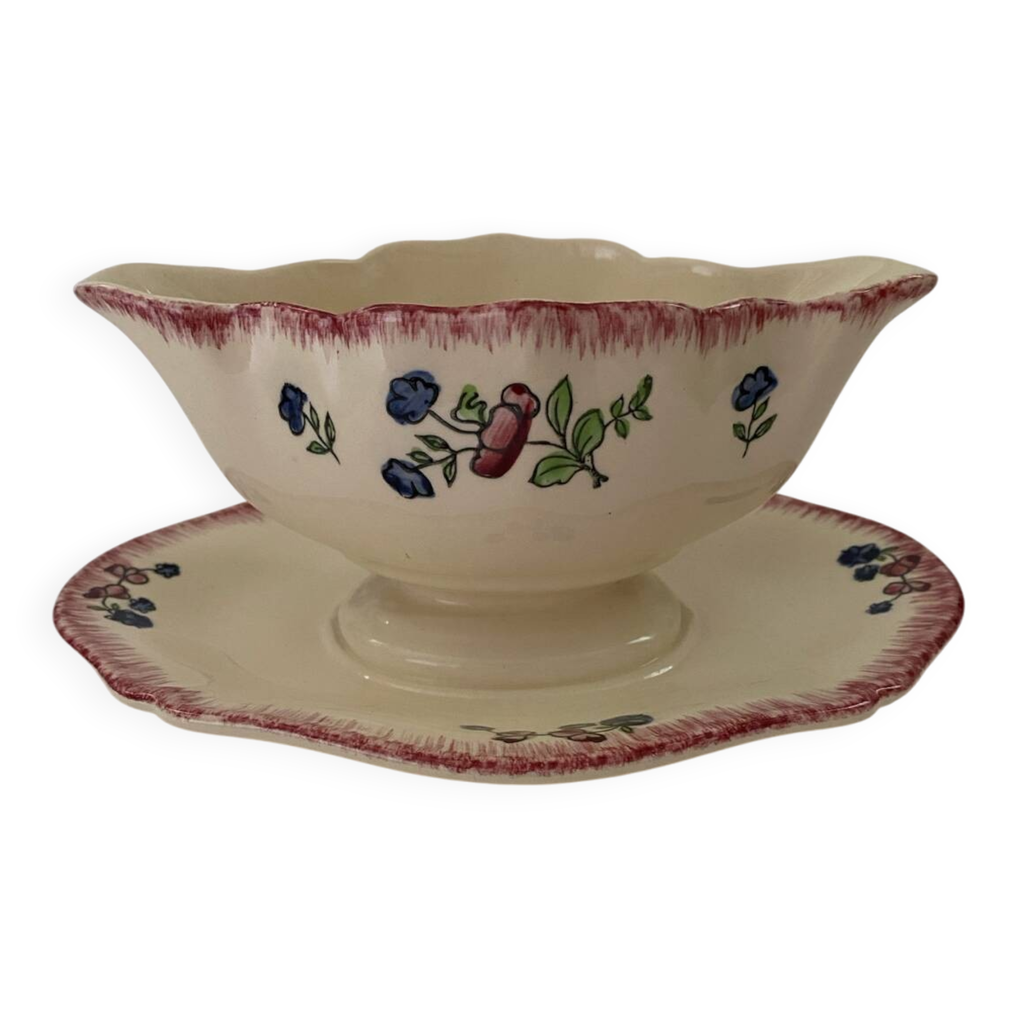 Saucière vintage GIEN décor peint à la main garanti inaltérable !