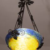 Art Deco yellow pendant light by G.V. de Croismare, Muller Frères, France, 1920s