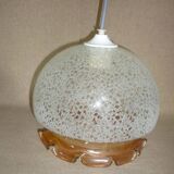 Chandelier in scratched glass and moiré rim