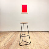 Bar stool in steel and walnut