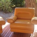 Pair of vintage leather armchairs 1970