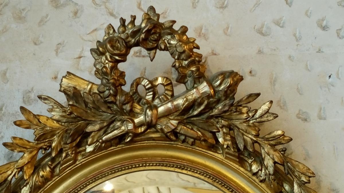 Mirror oval wood stuck and Golden State 110 x 68