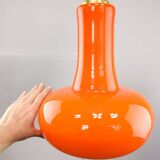 Mid-Century Italian Orange Glass and Brass Pendant Lamp