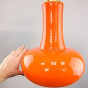 Mid-Century Italian Orange Glass and Brass Pendant Lamp