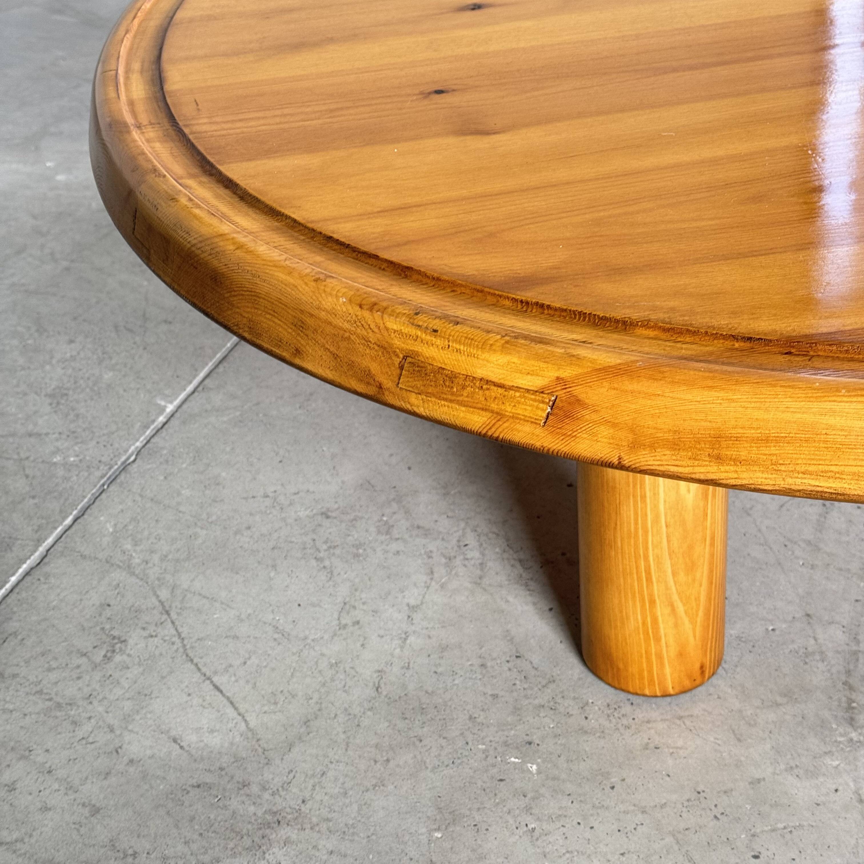 Round Pine Coffee Table, Charlotte Perriand for Les Arcs, France, 1960s