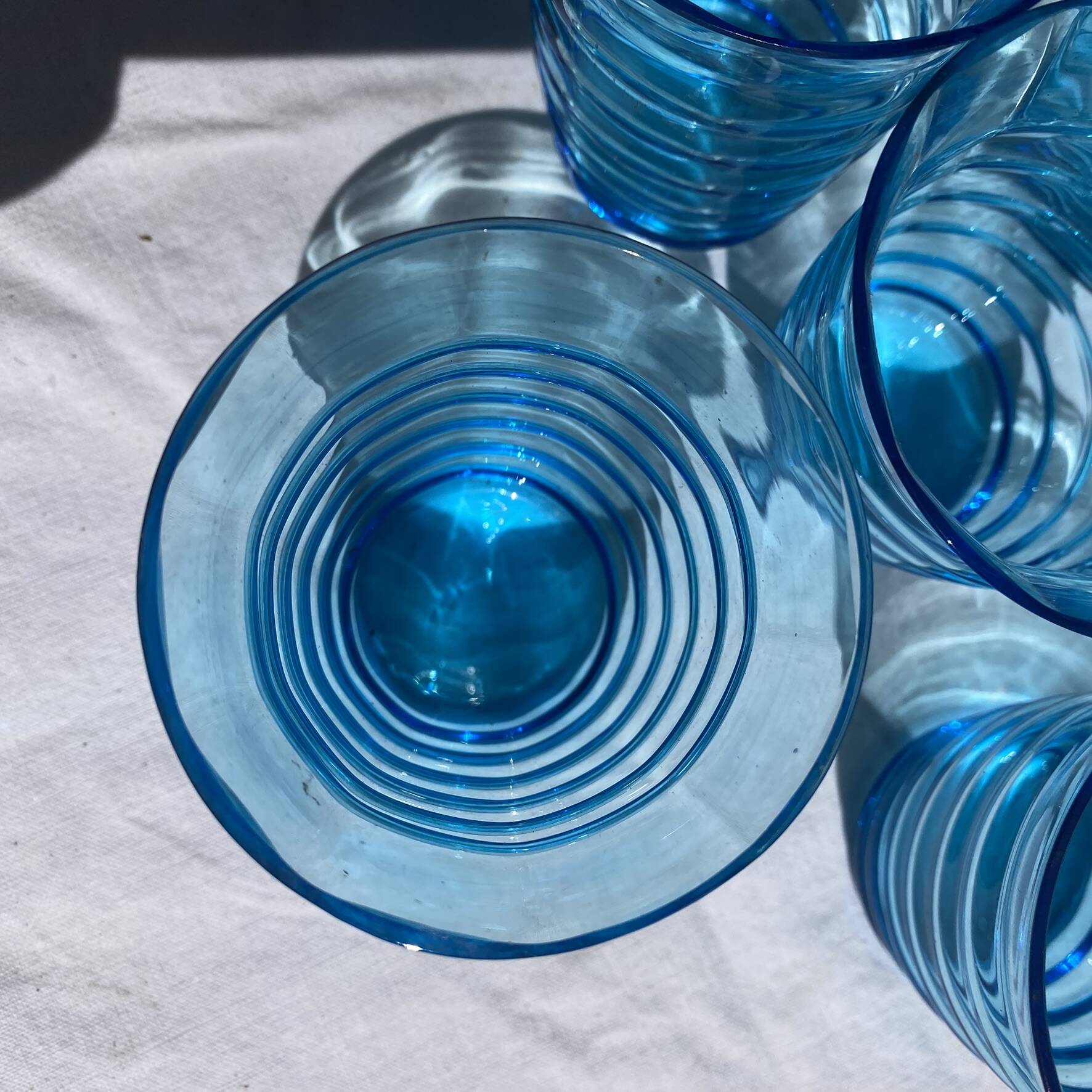 Blue tinted glass cups