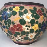 Cache pot floral decoration signed J. Massier Vallauris vintage