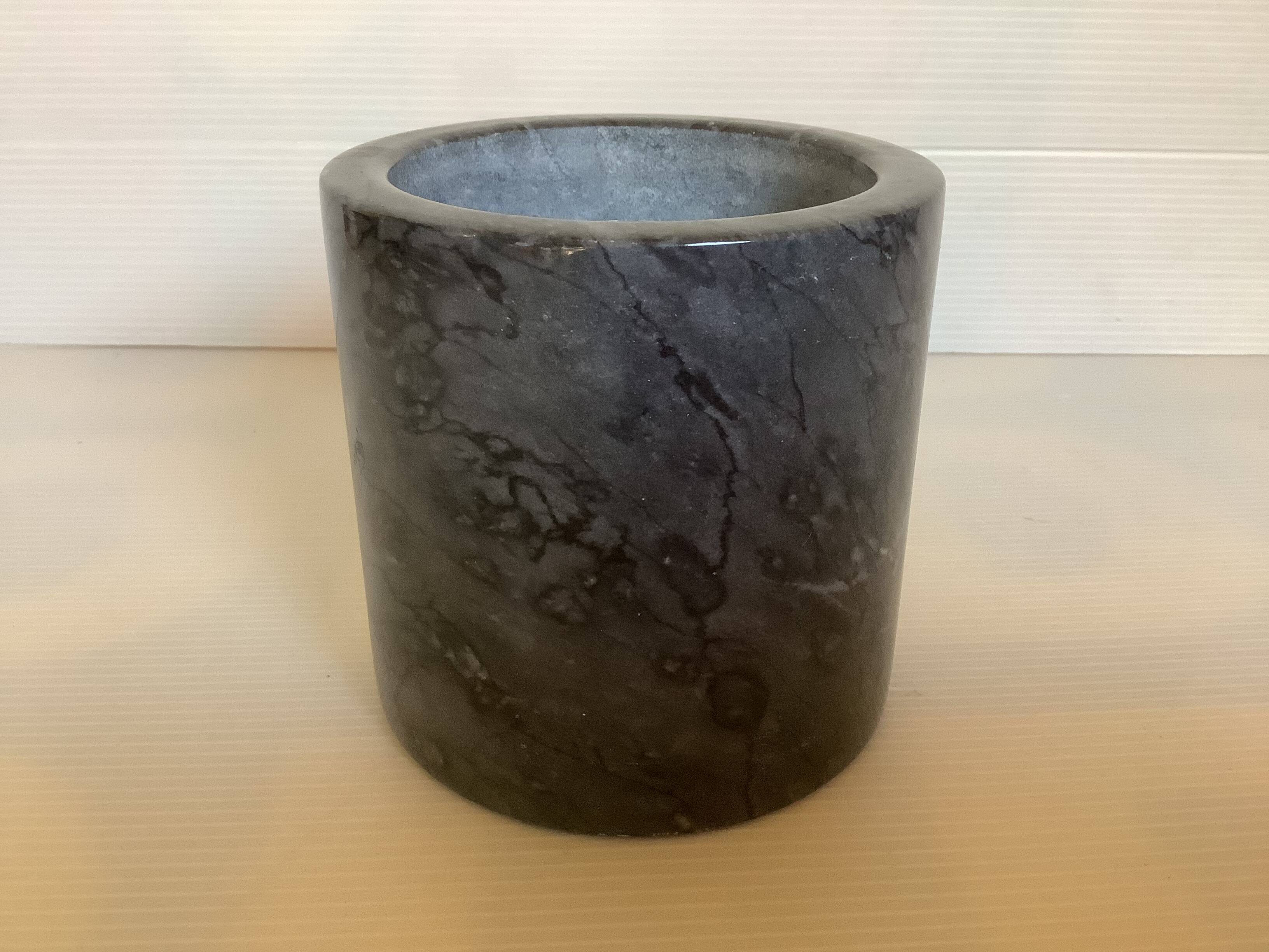 Black gray marble pencil pot