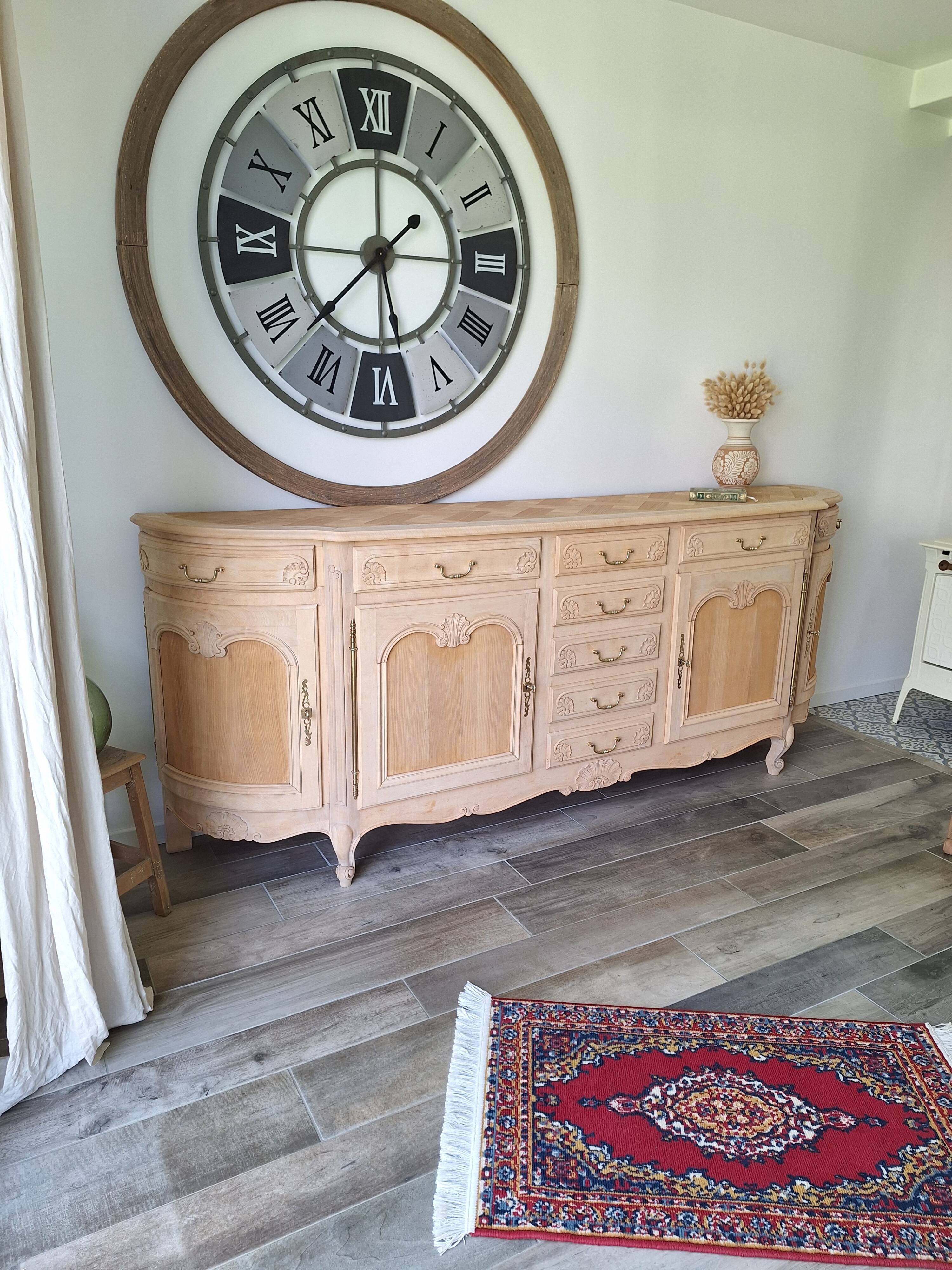 Low buffet in renovated solid cherry wood – Revisited Louis XV style – 250 cm