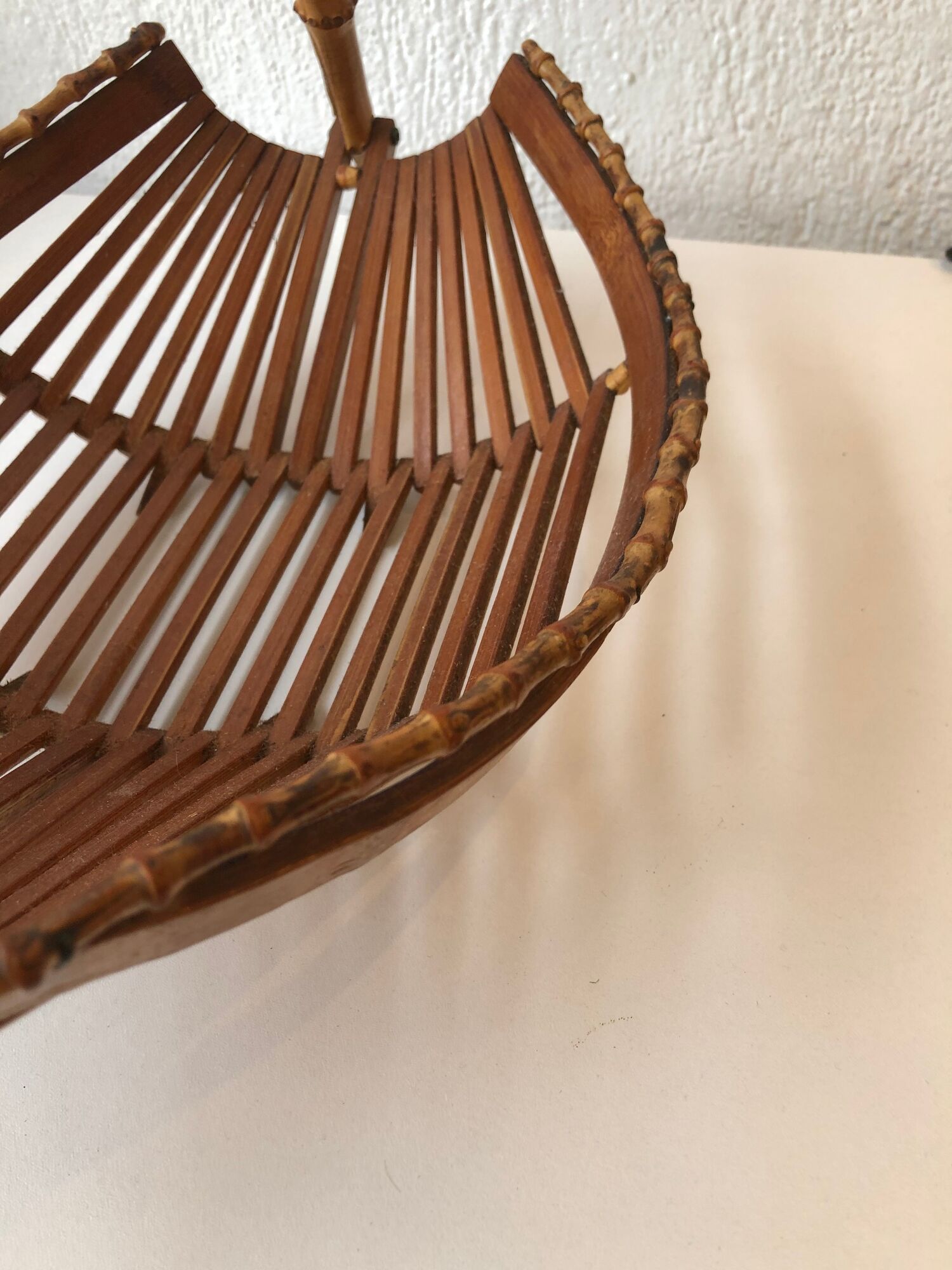 Trash has vintage fruit in wood and bamboo. Vintage design 1950 1960