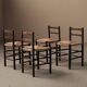 Set of four wooden and straw chairs, around 1960.