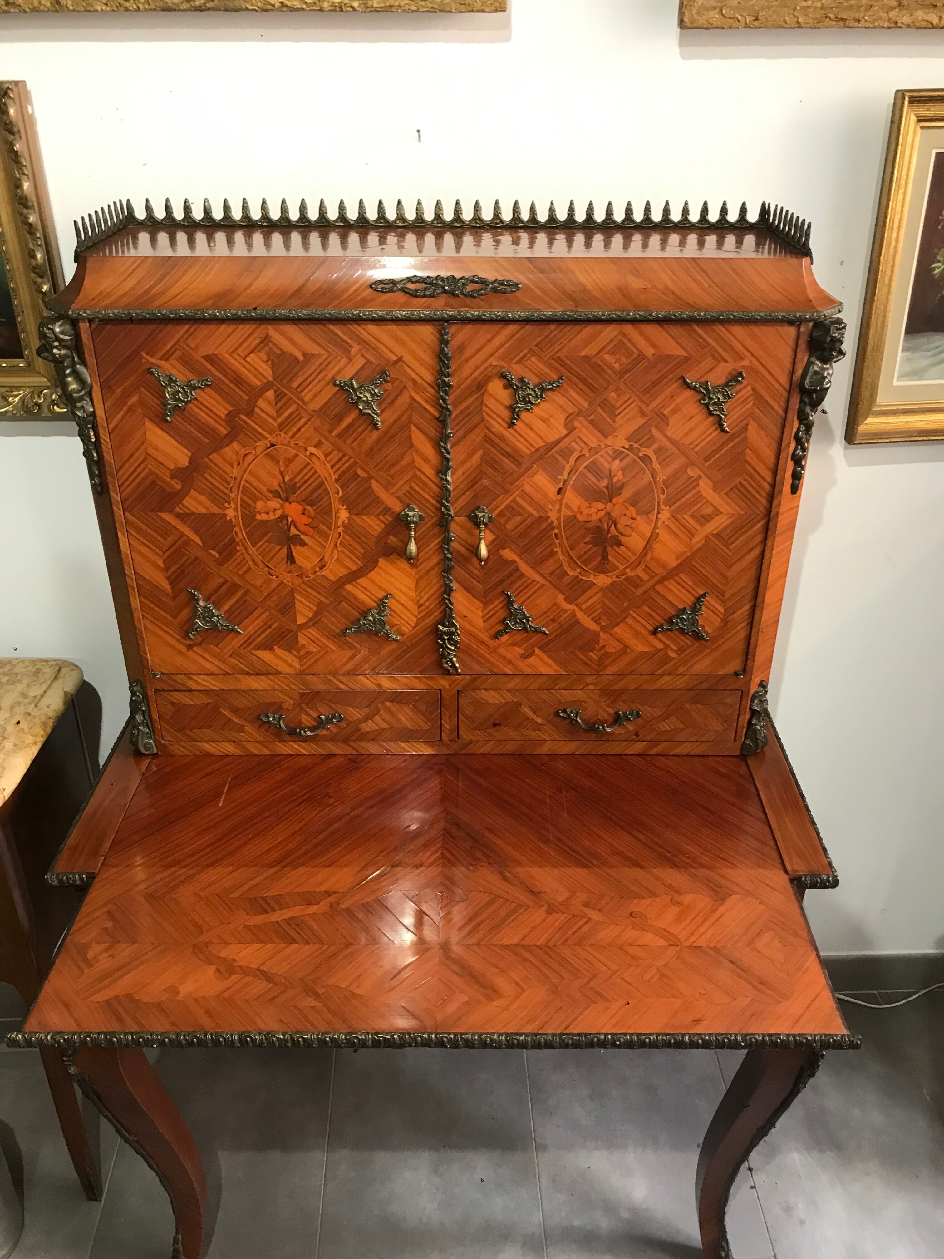 Former secretary in rosewood marquetry