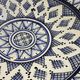 Moroccan dish in handcrafted sculpted ceramic, blue geometric patterns and