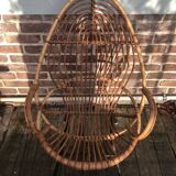 Rattan shell armchair (metal feet)